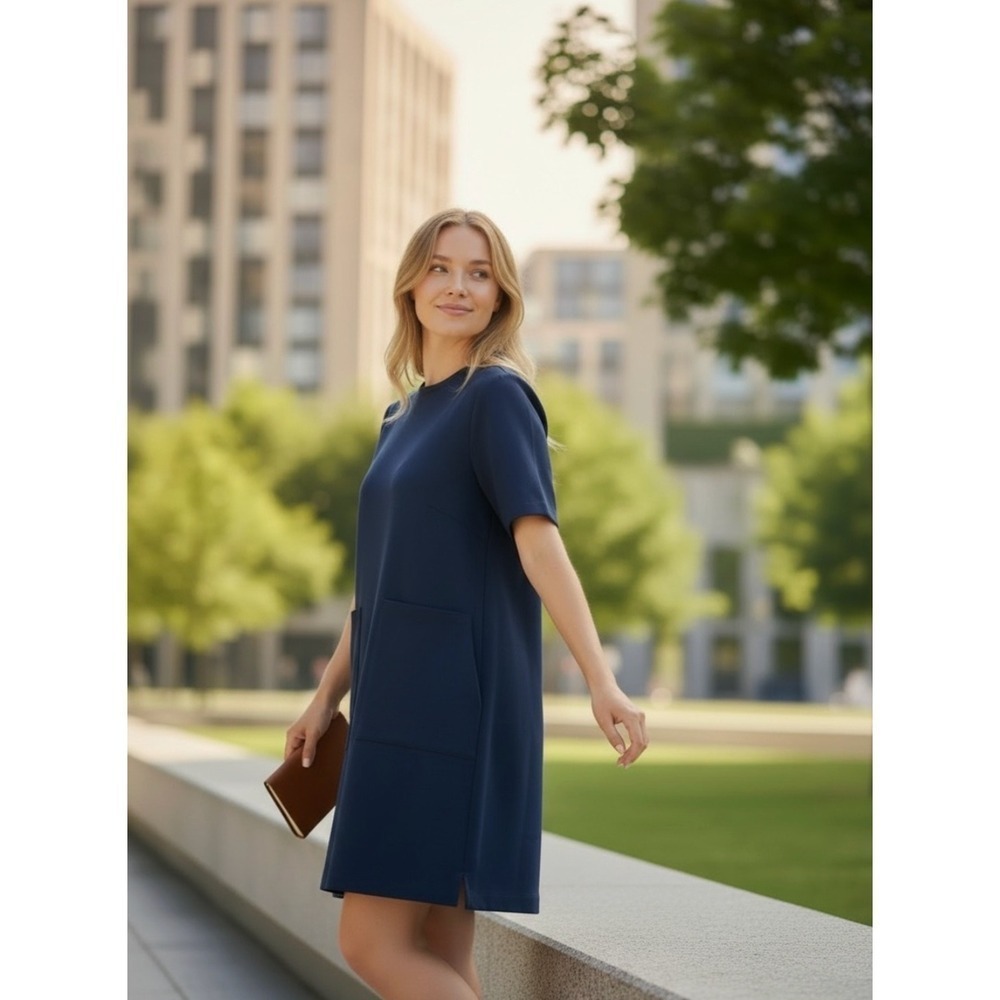 Babe NYC Silk Mini Dress Women's 6 Blue Minimalist